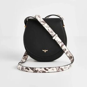 fable black Crossbody Bag with Floral Strap tree of life